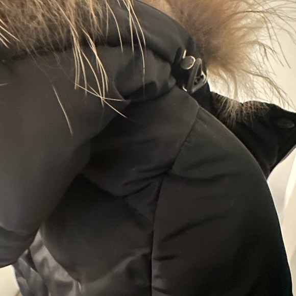 Rudsak black double zippper jacket leather sleeve with fur size S mid length - Picture 8 of 11